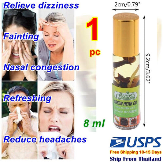 Amazing Herbs Balsam Balm Thai Green Herb Oil Massage Relief Dizziness 8ml 2A