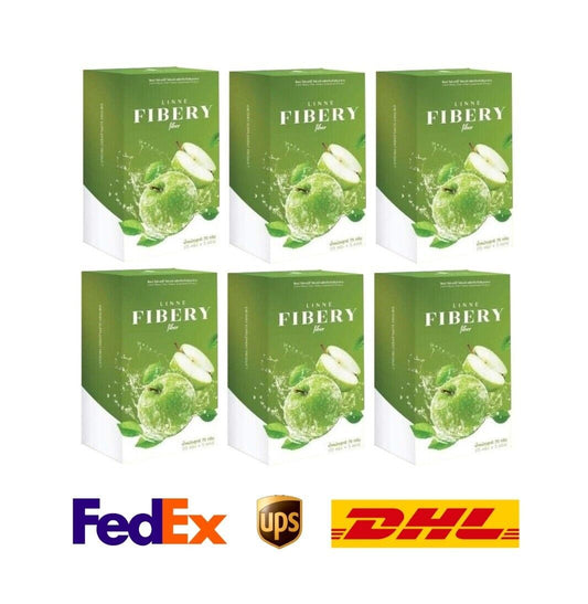 6x Linne Fibery Fiber Instant Drink Prebiotic Green Apple Flavor Detox Delicious
