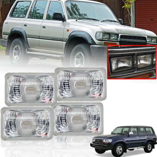 4 PCs Head Light Lamp H4 Reflector For Toyota Land Cruiser FZJ80 HDJ80 1990-1998