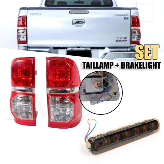 Set Tail Lamp Pair Brake Light Smoke For Toyota Hilux SR5 MK6 MK7 Pickup 2005-14