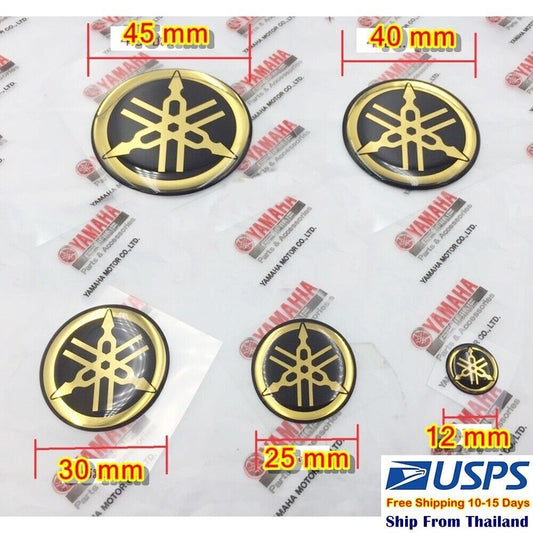 S03 Gold Flat Logo For Yamaha Genuine Sticker Decal Emblem Badge 12 - 45 mm