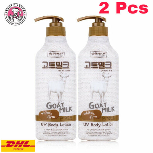 2x Goat Milk UV Body Lotion Beauty Buffet Made in Nature White & Firm Skin 450ml