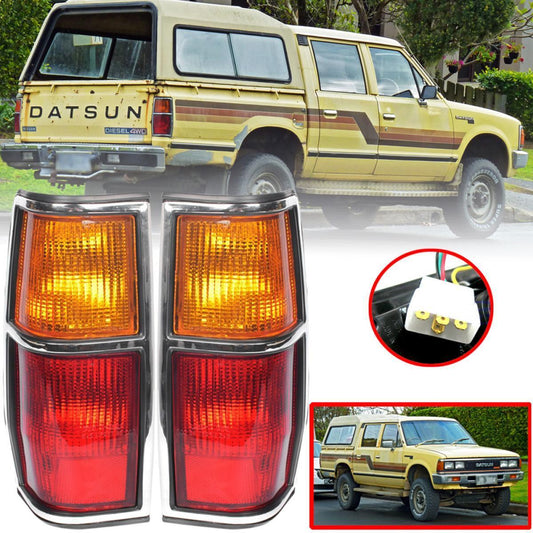 Tail Light Rear Lamp Chrome Pair For Nissan Datsun 720 Pickup Ute 1980-1986