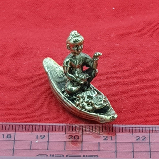 MAGIC SPIRIT THAI MINI KUMAN TONG GUMAN THONG RIDE BOAT CALL MONEY Statue AMULET
