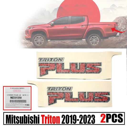 Pair Side Sticker Decal "Triton Plus" For Mitsubishi L200 4x2 4x4 2019-2023