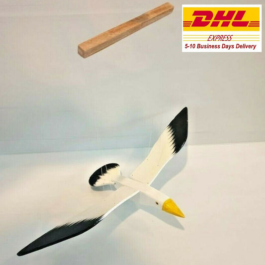 White Seagull Wood Bird Mobile Hanging Flying Pattern Home Decor Painted Wooden