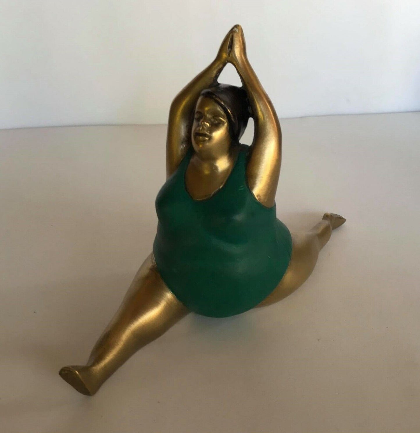 Yoga Lady Statue Fat Woman Art Sculpture Brass Thai Solid Home Decor Gift # 3