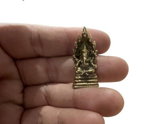 Brass Lord Ganesha Model Buddha Elephant Hindu God Relics Trophies Figure Naga