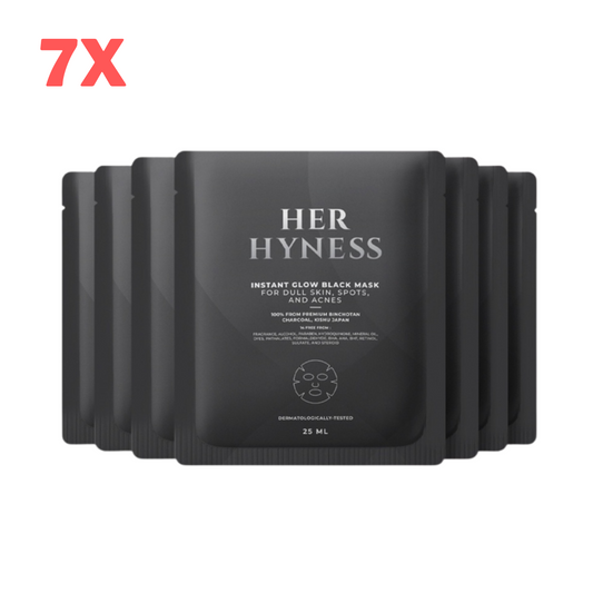 7x Her Hyness Instant Glow Black Mask Charcoal Brighten Skin Dark Spots 25 ml