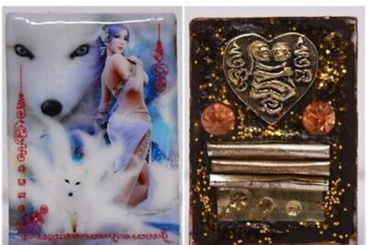 Amulet Locket Fox Lady 9 Tails LP In Thai Charm Magic Talisman Money Lover Love