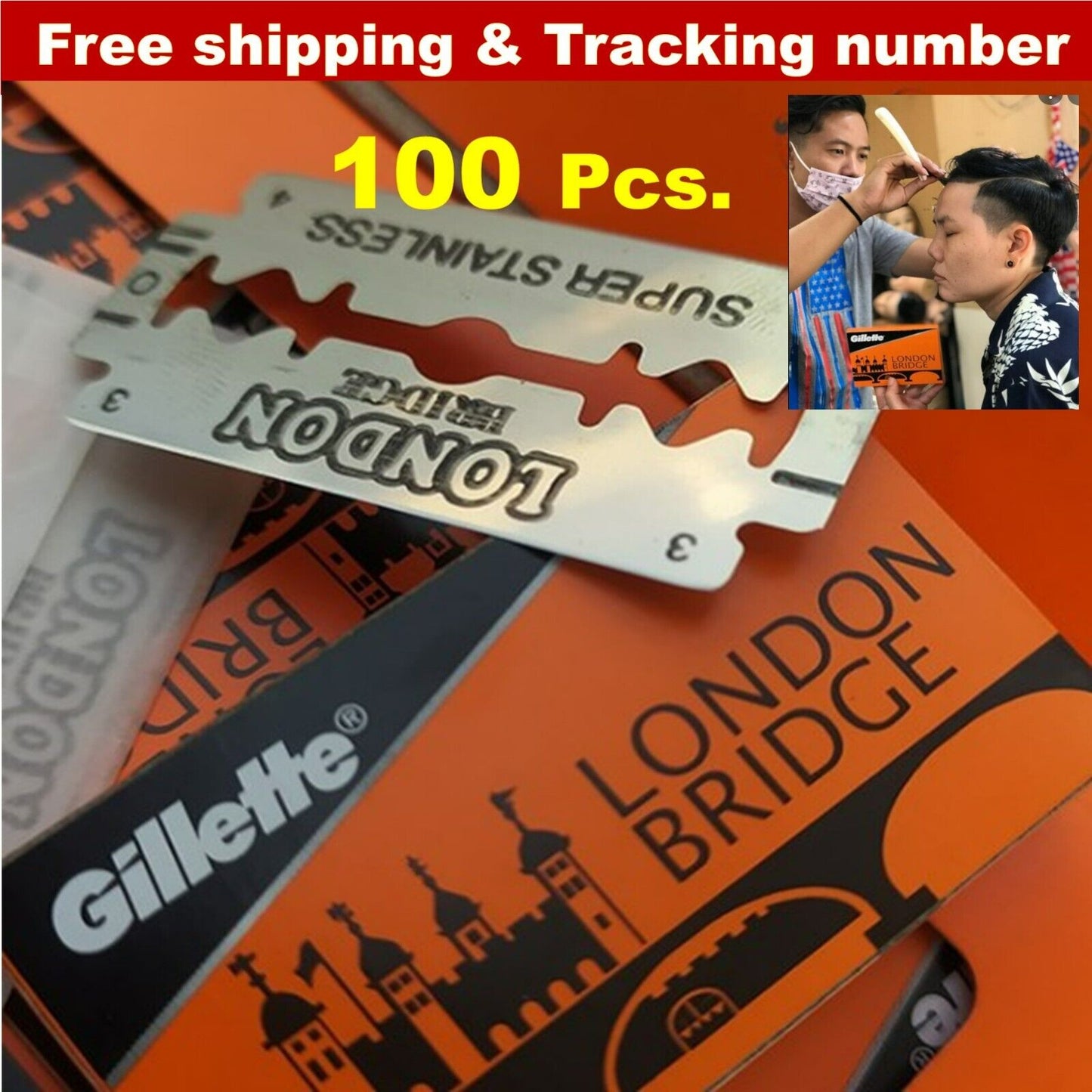 100 Pcs Gillette London Bridge 2 Sharp Razors Easy Shave Best Value One Box