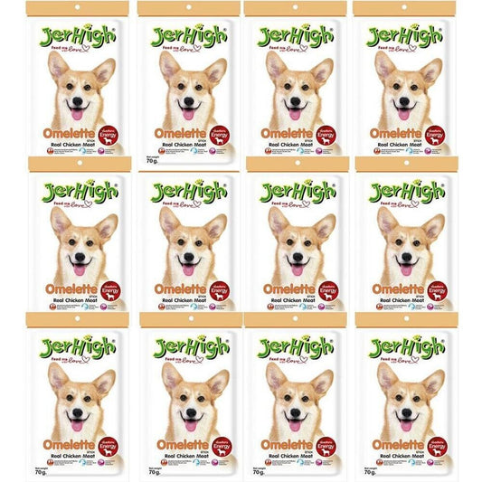 12 pcs. JerHigh Omelette Stick Dog Protein Snack Food Strong Bone Joint Healthy