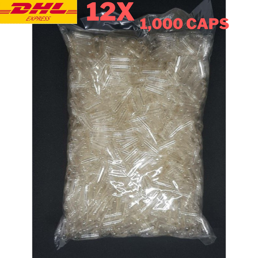 12x Clear Empty Capsules Size 0 1000's Pills Filling Powder Gelatin Clean Safe