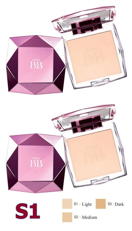 2 x Mistine BB Diamond Super Pressed Powder Blemish Foundation SPF25 Korea #S1