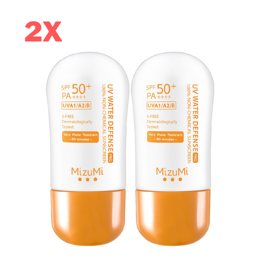 2x MizuMi UV Water Defense Pro SPF50+ PA+++ Sunscreen 100% Non-chemical 40 g