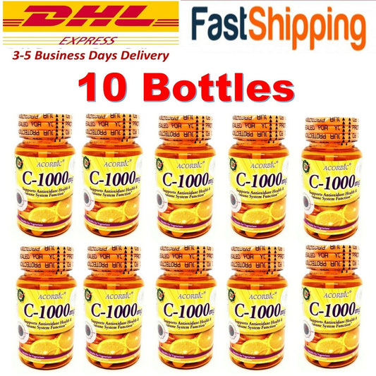 10 Bottles Authentic ACORBIC VITAMIN C-1000 MG 30 TABLET