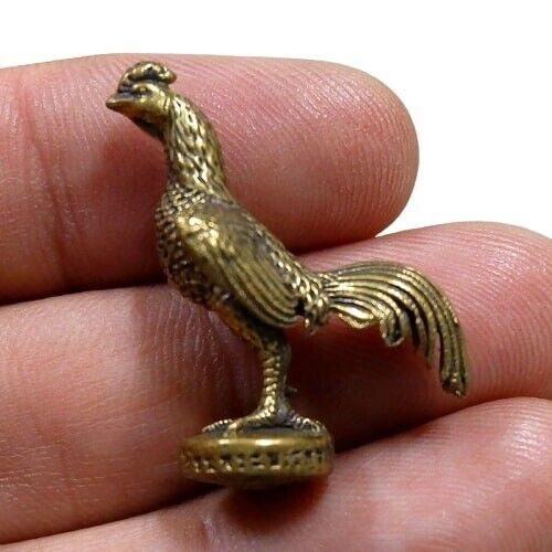 Statue Brass Lucky Fight Chicken Hen Magic Wealth Talisman Hunt Money Art Amulet