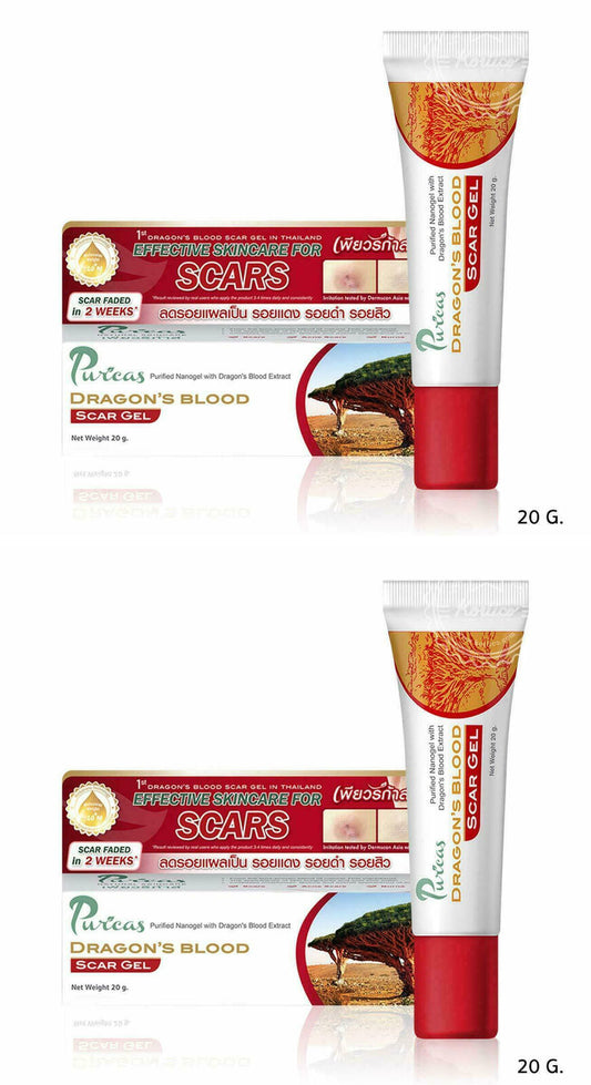 2x Puricas Dragon s Blood Gel Remove Keloid Surgery Acne Scars Red Mark Spot 20g