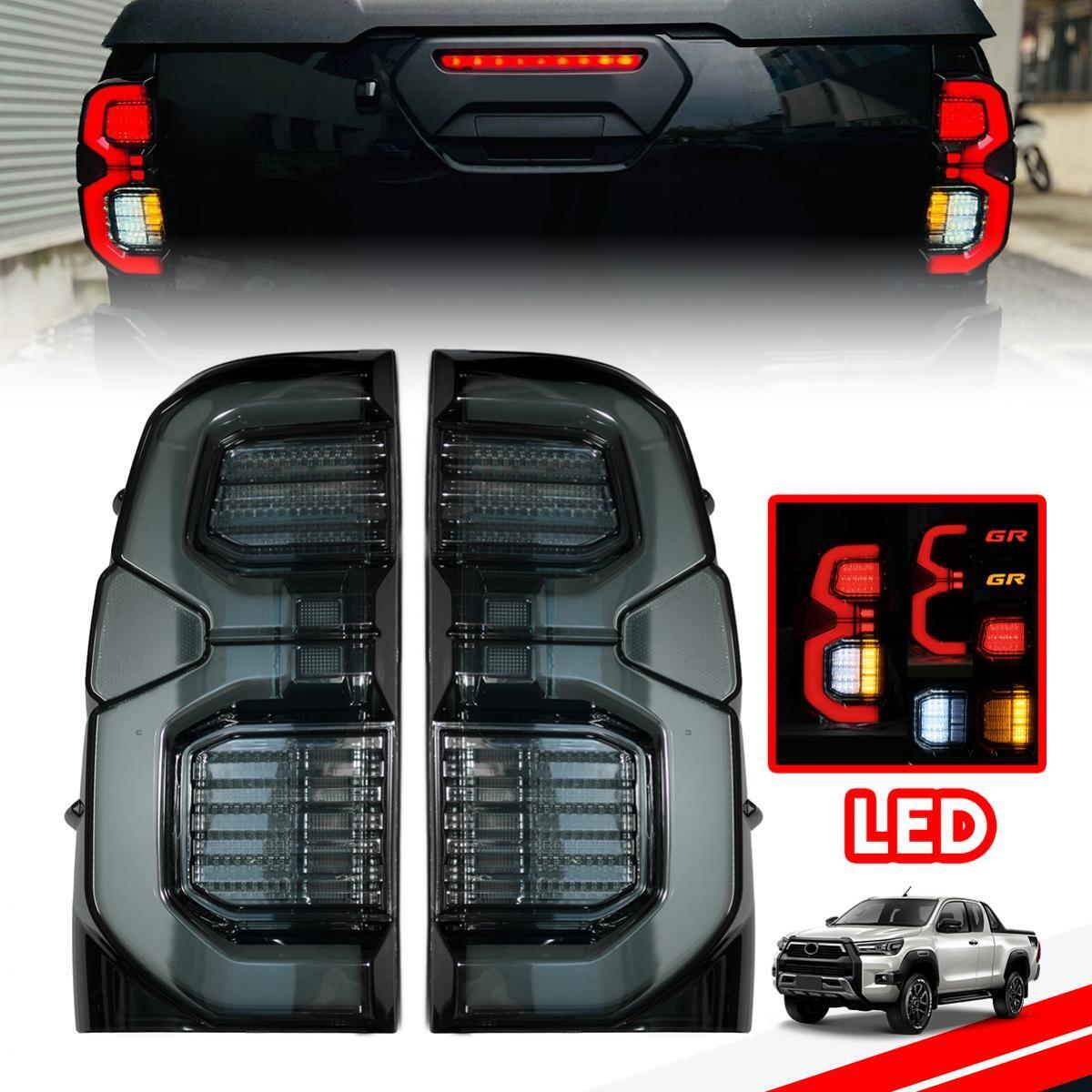 Tail Lamp Rear Light LED Smoke Lens GR Pair For Toyota Hilux SR Pickup 2015-2023