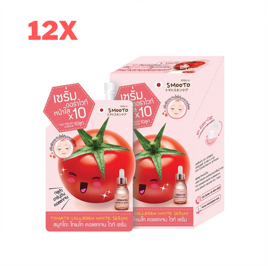 12x Smooto Tomato Collagen White Serum for Bright Skin Reduce Dark Spots 10g