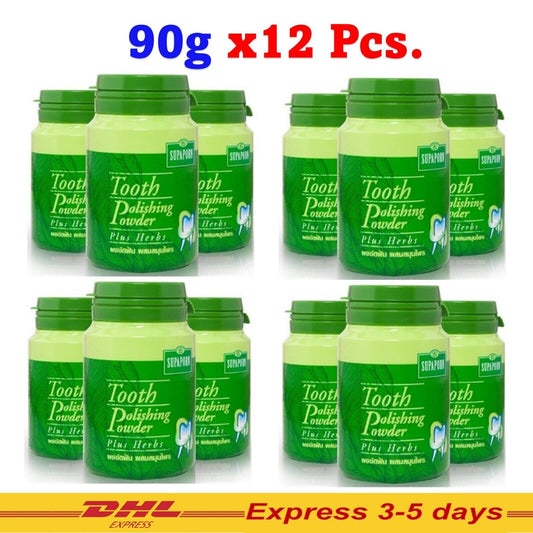 12x Toothpaste Tooth Polishing Powder Supaporn Natural Herbs fresh breath 90g