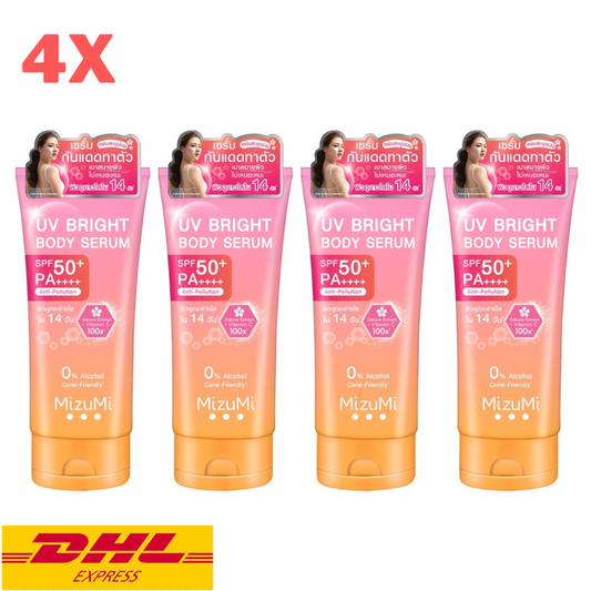 4x MizuMi UV Bright Body Serum SPF50+ PA+++ Sunscreen Anti-Pollution Skin 180 ml
