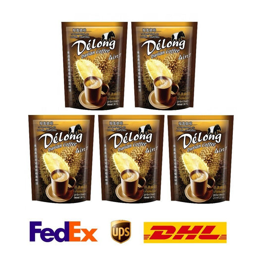 5x DeLong Durian Coffee Instant powder drink taste Monthong Durian Thai unique
