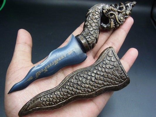 Naga Dagger Knife Meed Mor Leklai Nampee Magic Holy Mantra Talisman Thai Amulet