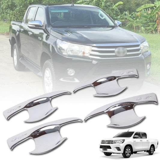 Chrome Bowl Handle Insert 4 Door Cover Trim Fit 15+ Toyota Hilux SR5 M70 M80