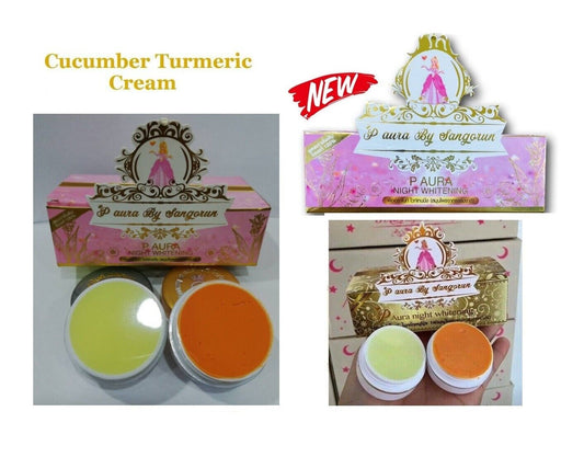 P Aura Night Whitening Cucumber Turmeric Cream Facial Care Anti-aging Clear Skin