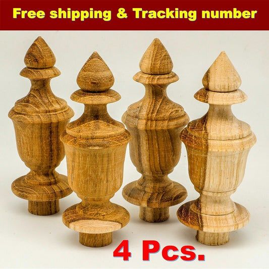 4x3.25”New Finials Teak Wood Unfinished Wooden Antique Furniture,Post Home Decor