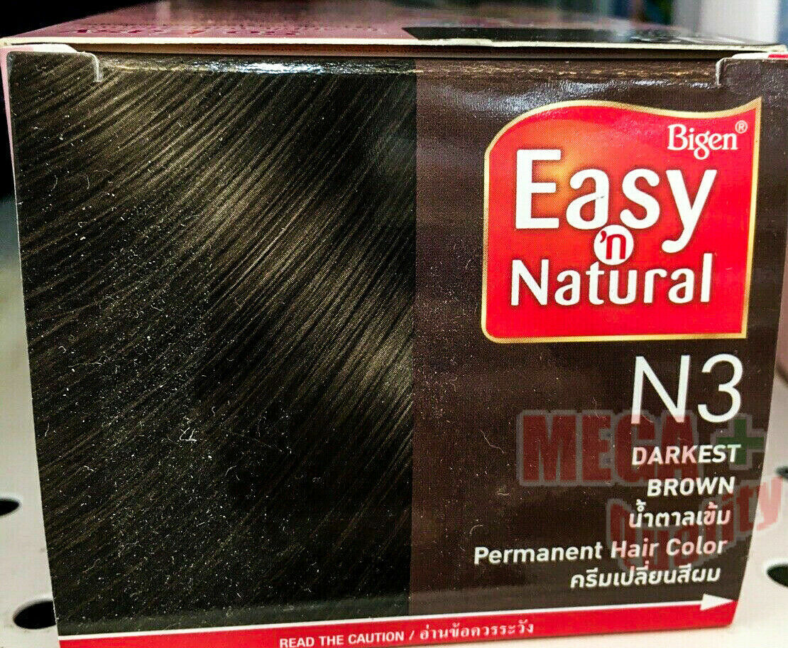 Bigen Easy and Natural Hair Color Dye N3 Darkest Brown Permanent Long Lasting