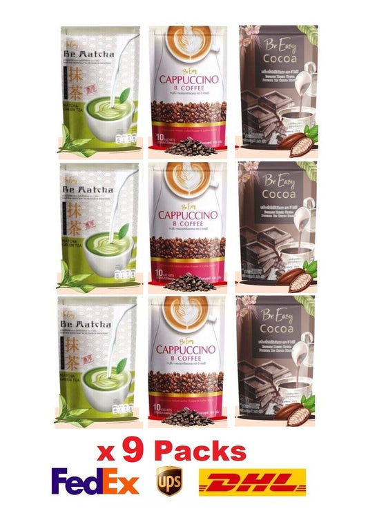 9x Be Easy Instant Drink Matcha Cappuccino Cocoa delicious flat belly