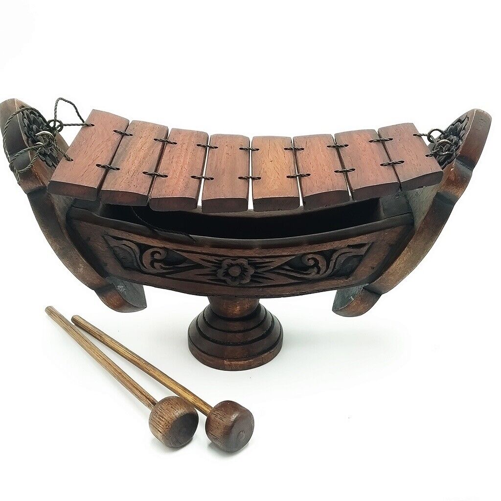 Xylophone Thai Wooden Ranad Brown Teak Wood Music Instrument Home Decor Handmade