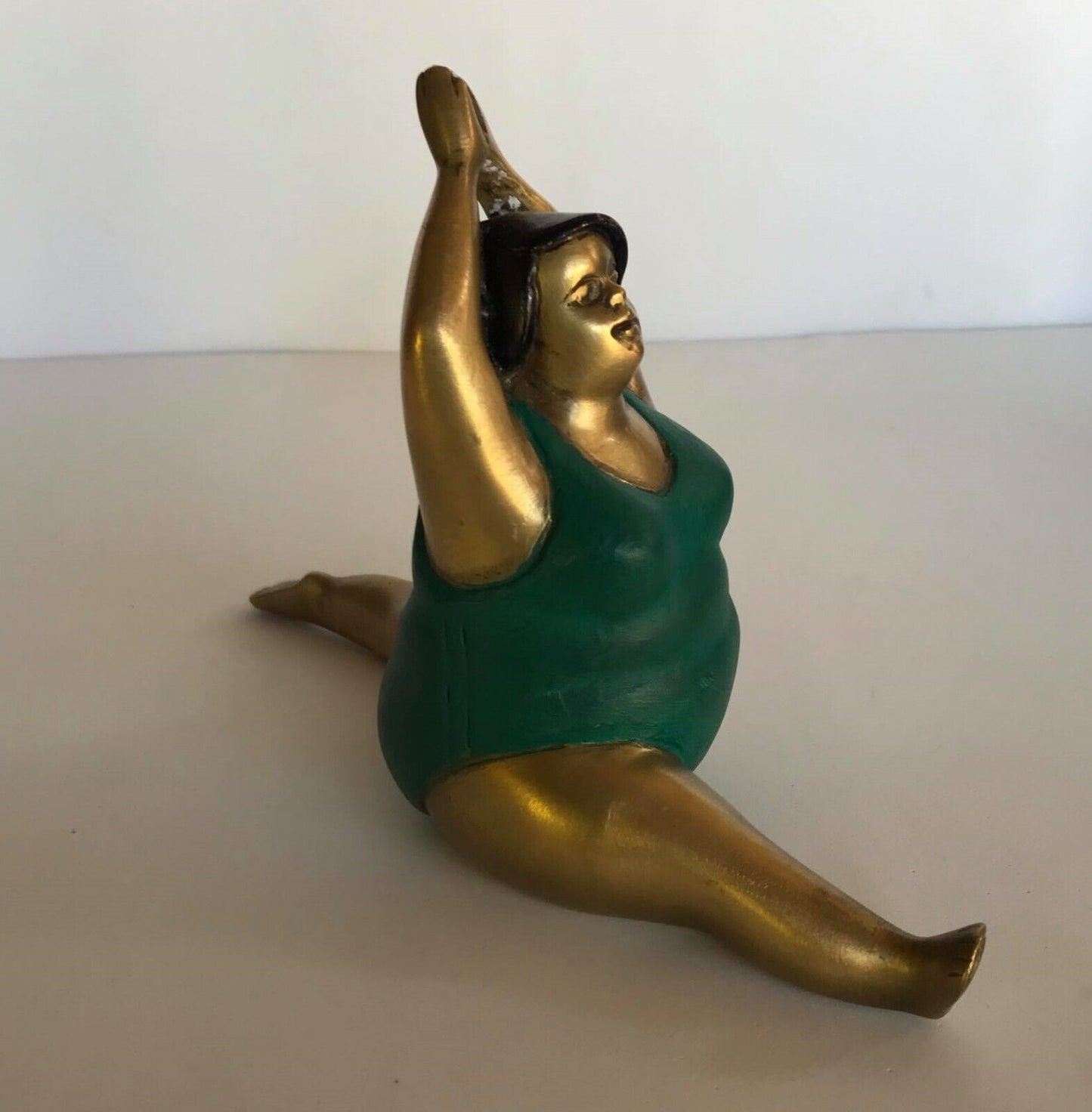 Yoga Lady Statue Fat Woman Art Sculpture Brass Thai Solid Home Decor Gift # 3