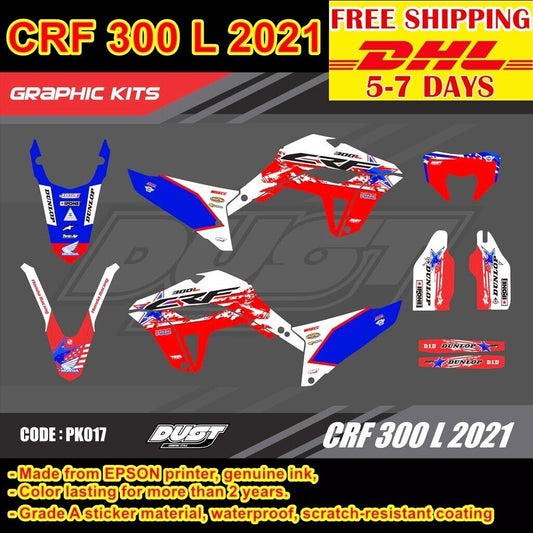 Stickers Kit For Honda CRF 300 L 2021 Motocross Graphics Whole Bike Decals PK017