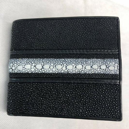 Black Genuine Pearl Stingray Wallets Skin Leather Bifold Purses Men Wallets Bag