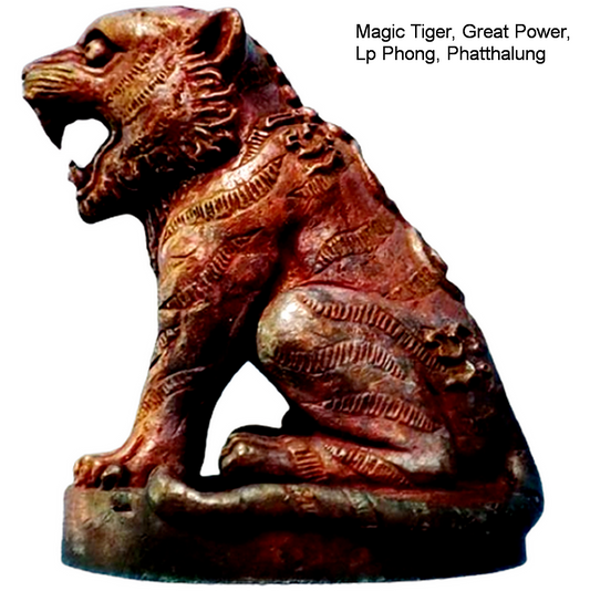 Magical tiger statue great power Lp Phong thai amulet wat chaeng talisman holy