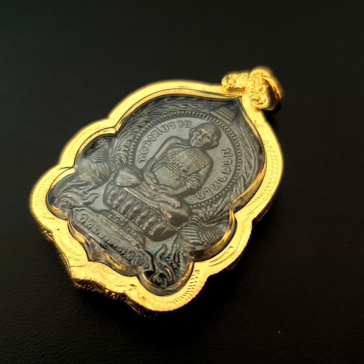 Phra LP Ruay Talisman Pendant Gold Plated b.e.2555 Thai Buddha Amulet Wat Tako