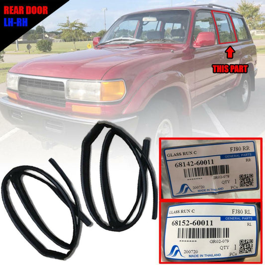 REAR DOOR WINDOW GLASS Channel Felt Run RUBBER SEAL FOR Toyota Land Cruiser FJ80