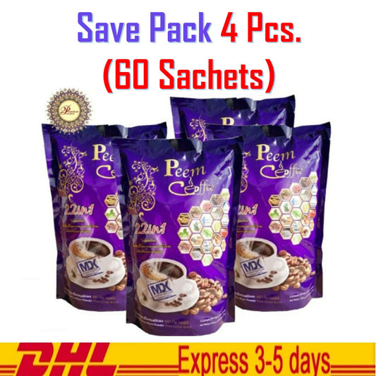 4x Peem Coffee 39 in 1 Herb Instant Mix Powder Arabica Healthy Coffee 60 Sachet