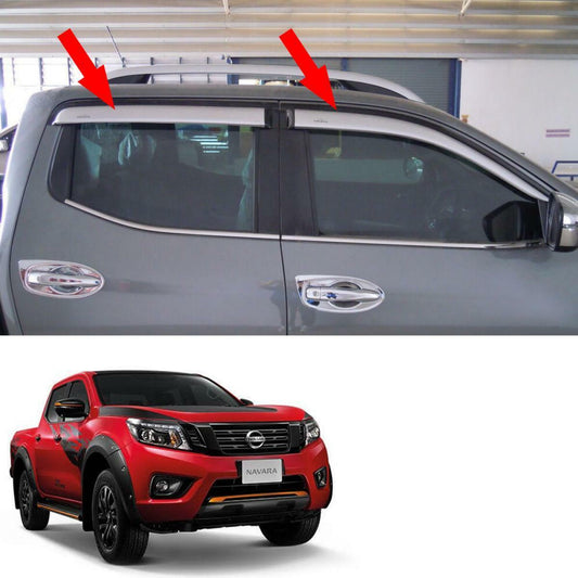 Wind Deflector Weather Guard Silver For Nissan Navara NP300 D23 4 Door 2014-2019