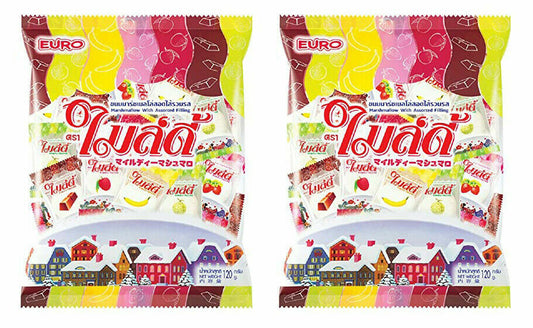 2x Mildy Marshmallow Assorted Filling Chocolate Strawberry Mole Lime Banana 120g