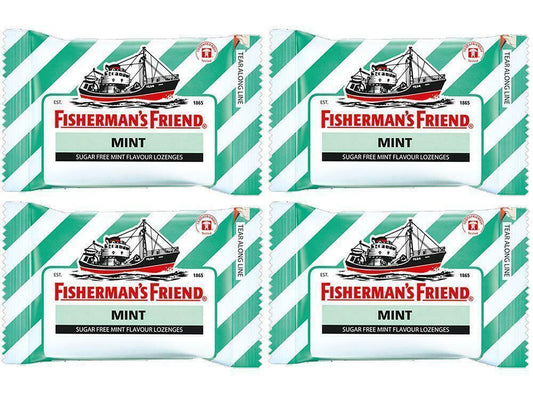 4 pack Fisherman s Friend Mint Sugar Free Lozenges Cough Cold Flu Sweeteners 25g