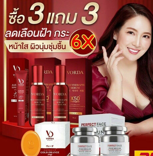 6X VORDA Red Therapie Luxury Soap Sunscreen Face Serum Anti Agin Whitening Cream