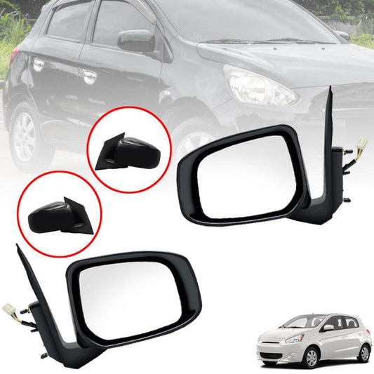 Side Mirror Black Pair RH LH For Mitsubishi Mirage Space Star Hatchback 2012-16