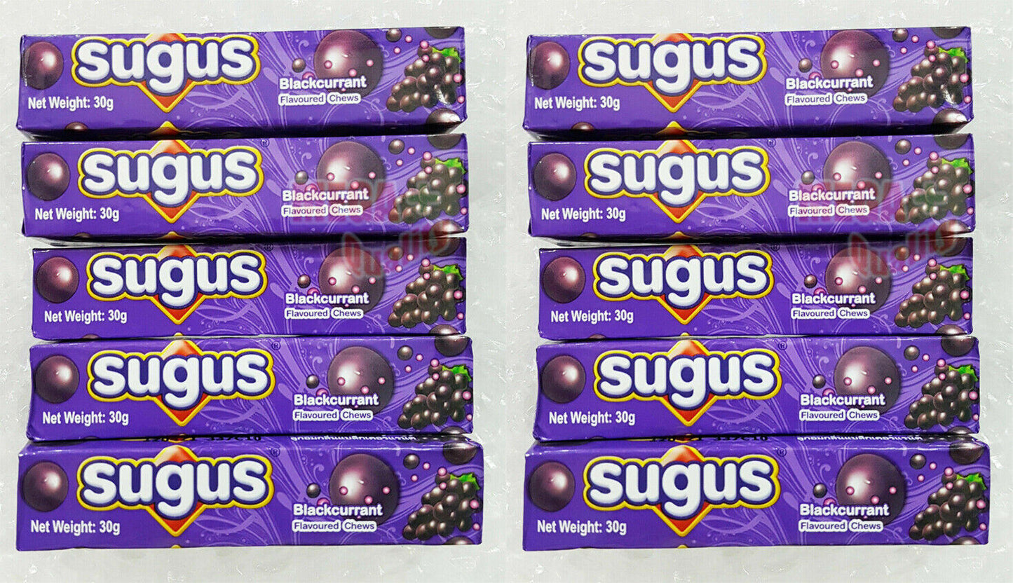 10 pack Sugus Blackcurrant Flavoured Chewy Sweet Candy Fruit Juice Fun Chewy 30g