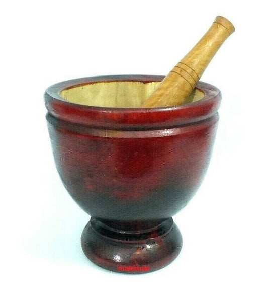 6"-9" Mortar Thai Pestle Wooden Food Papaya Fruit Salad Kitchenware Grinding