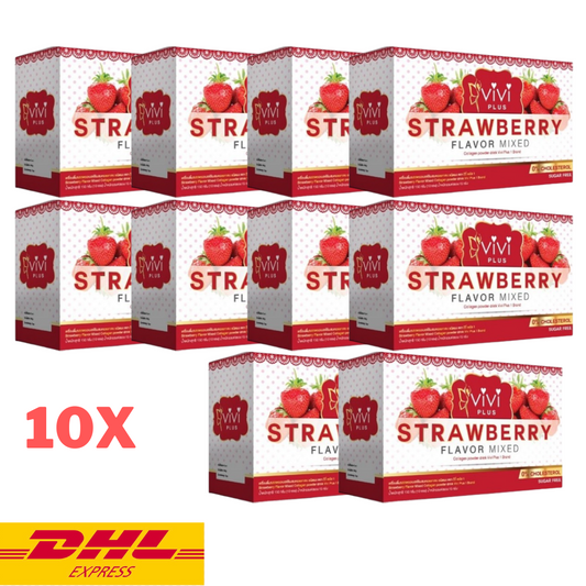 10x Vivi Plus Strawberry Flavor Mix Drink Collagen Weight Control Younger Skin