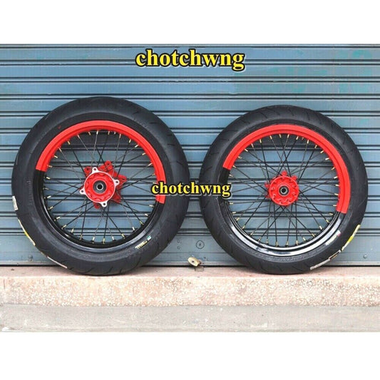 Wheels Set Honda CRF250 Front Wide 3.50 Rear Wide 4.50 Black / Red With Tires
